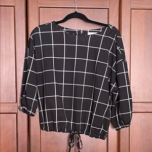 MELLODAY Black and White Checkered Blouse size Small